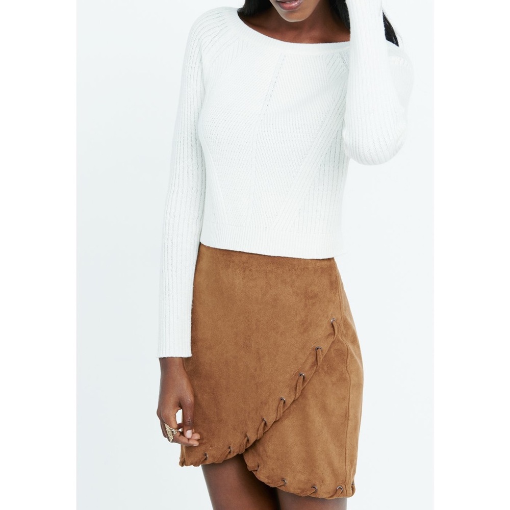 Express Faux Suede Skirt (Brown, Size M)